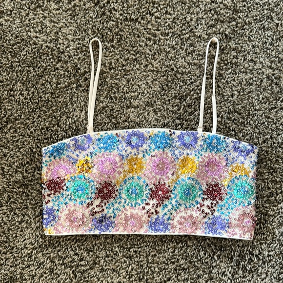 12th Tribe Tops - 12th Tribe, Size M, Sequin Crop Top